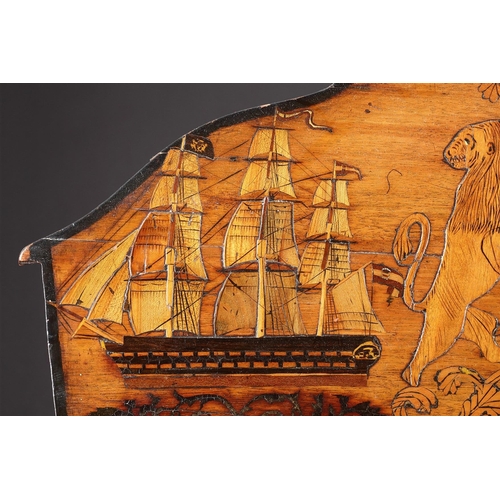 689 - Y AN INTERESTING STERN BOARD FROM A DIPLOMATIC AUSTRIAN SHIP'S DINGHY LATE 18TH CENTURY Carved of Ho... 