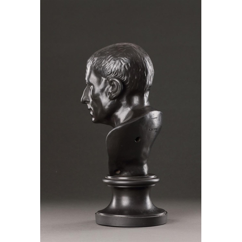 695 - A WEDGWOOD BLACK BASALT LIBRARY BUST OF CICERO (106-43 BC) CIRCA 1780-1795 Depicting the Roman Orato... 