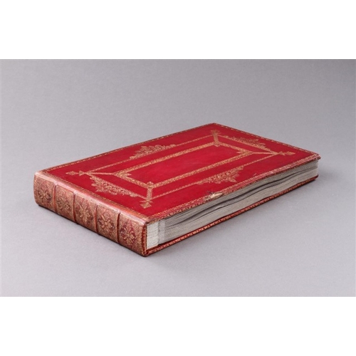 730 - A MUSEUM RED MOROCCO LEATHER PHOTOGRAPH ALBUM OF ANTIQUE CUTLERY 19TH CENTURY Illustrating a fine co... 