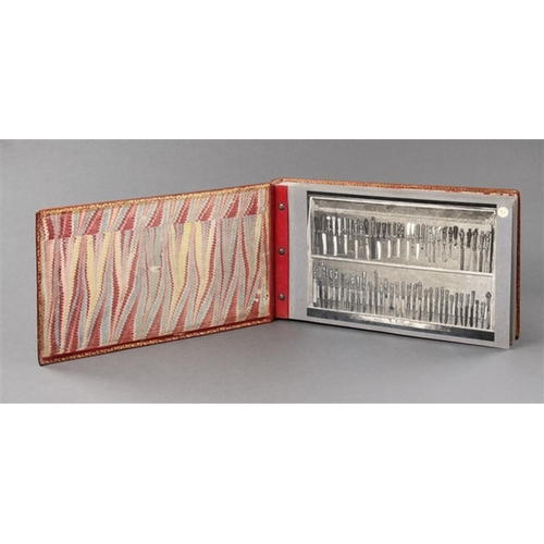 730 - A MUSEUM RED MOROCCO LEATHER PHOTOGRAPH ALBUM OF ANTIQUE CUTLERY 19TH CENTURY Illustrating a fine co... 