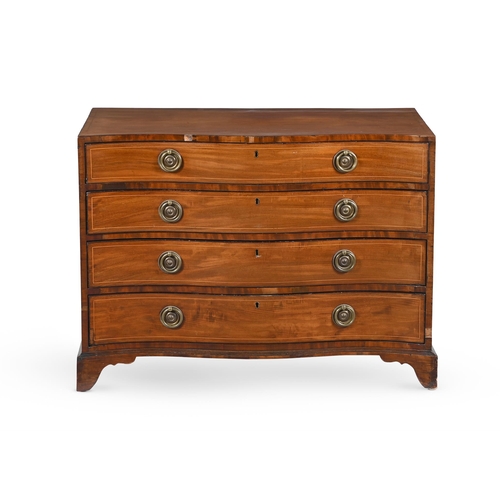 765 - A GEORGE III MAHOGANY AND LINE INLAID SERPENTINE FRONTED DRESSING CHEST OF DRAWERS CIRCA 1800 The up... 