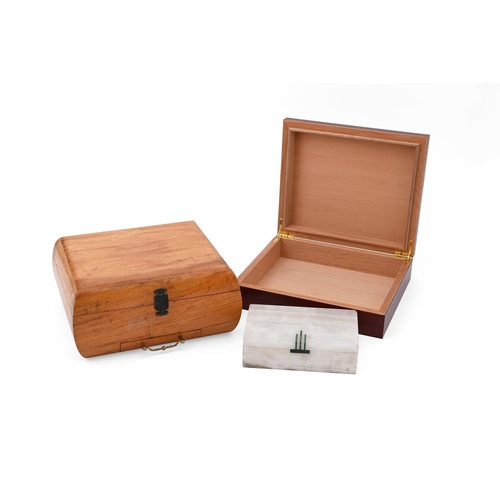 794 - Y CIGAR RELATED ITEMS INCLUDING: Two modern wood humidors, both unmarked, larger a satinwood variant... 