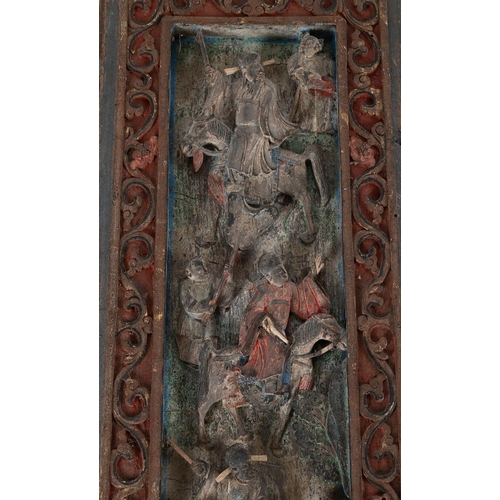 800 - A SET OF TWENTY FOUR CHINESE CARVED PANELS19TH CENTURYCentre sections carved with  various motifs, f... 