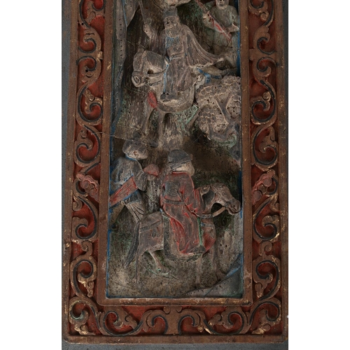 800 - A SET OF TWENTY FOUR CHINESE CARVED PANELS19TH CENTURYCentre sections carved with  various motifs, f... 