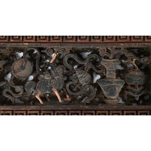 800 - A SET OF TWENTY FOUR CHINESE CARVED PANELS19TH CENTURYCentre sections carved with  various motifs, f... 