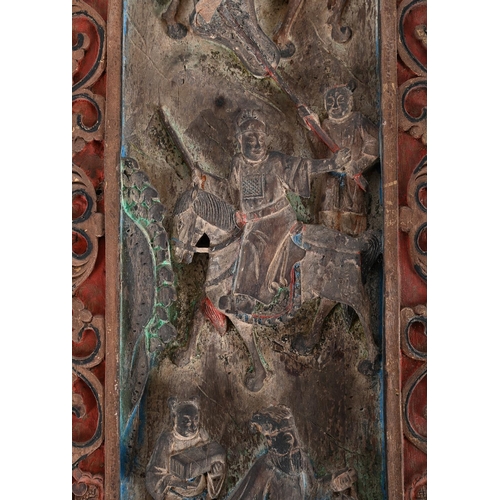 800 - A SET OF TWENTY FOUR CHINESE CARVED PANELS19TH CENTURYCentre sections carved with  various motifs, f... 