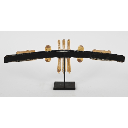 808 - AN AKAN STYLE GILTWOOD MODEL OF A BELT MODERNComposed of five mounted ornaments overall 63cm long