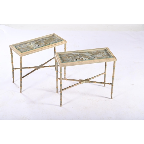 812 - A CHINESE STYLE LACQUER LOW CENTRE TABLE MODERN, IN THE MALLETT MANNER With gilt and cream pagodas i... 