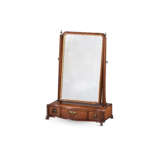 849 - A GEORGE II MAHOGANY AND PARCEL GILT DRESSING MIRROR MID 18TH CENTURY 63cm high, 46cm wide, 22cm dee... 