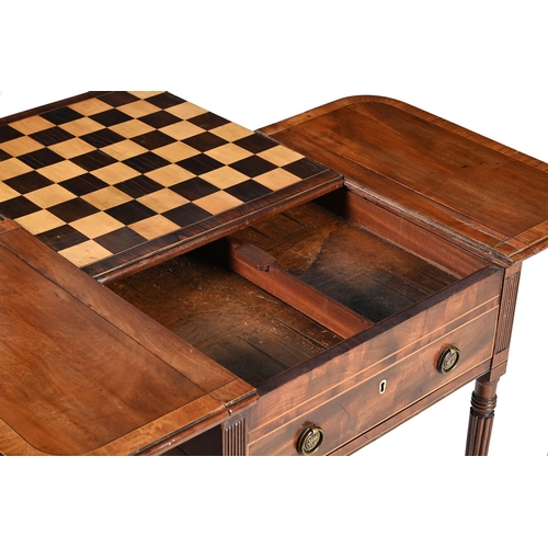 863 - Y A REGENCY MAHOGANY AND CROSSBANDED PEMBROKE GAMES TABLE CIRCA 1815With reversible chessboard top s... 