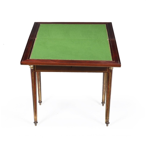 876 - A FRENCH MAHOGANY AND BRASS INLAID CARD AND WRITING TABLE SECOND HALF 19TH CENTURY73cm high, 70cm wi... 