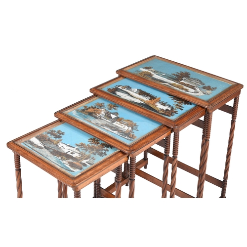 883 - Y A VICTORIAN ROSEWOOD AND BEADWORK NEST OF QUARTETTO TABLES CIRCA 1860 Each with glazed beadwork pa... 