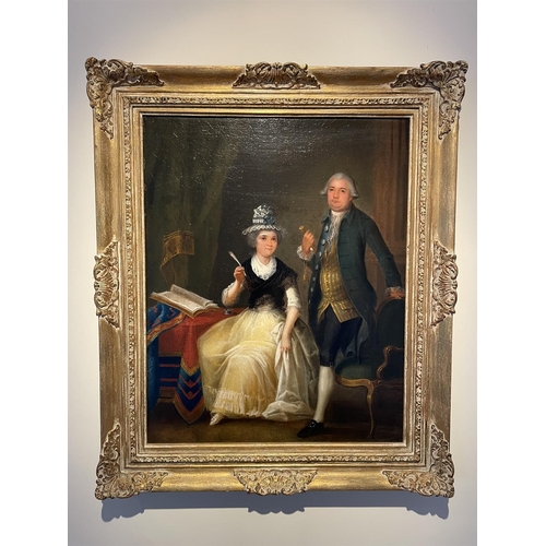 135 - ENGLISH SCHOOL (18TH CENTURY)PORTRAIT OF HUSBAND AND WIFEOil on canvas 55.5 x 44cm (21¾ x 17¼ in.)Me... 