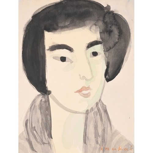 159 - KYOHEI INUKAI (JAPANESE/AMERICAN 1913-1985)SELF PORTRAIT Watercolour Signed (lower right)27 x 20.5cm... 