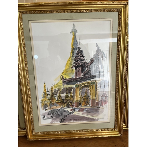 16 - λ TEDDY MILLINGTON-DRAKE (BRITISH 1932-1994)SHWEDAGON PAGODA, RANGOONMixed media on paperSigned, tit... 