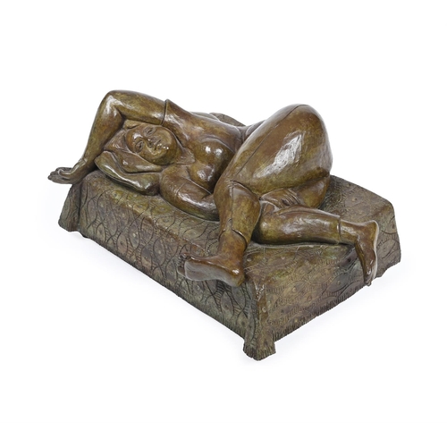 211 - IRENE GUNSTON (BRITISH 20TH/21ST CENTURY)FIGURE RESTING Bronze Stamped with initials (to the undersi... 