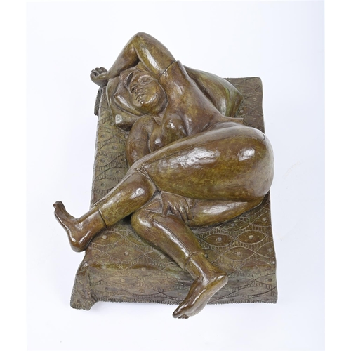 211 - IRENE GUNSTON (BRITISH 20TH/21ST CENTURY)FIGURE RESTING Bronze Stamped with initials (to the undersi... 