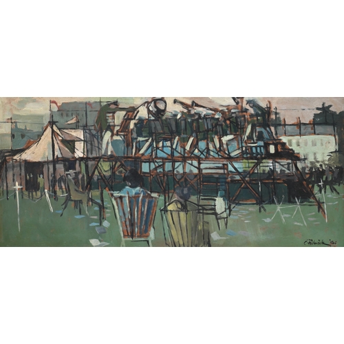 31 - λ CLIFFORD FISHWICK (BRITISH 1923-1997)BANDSTAND  Oil on boardSigned and dated 54-5 (lower right)48.... 