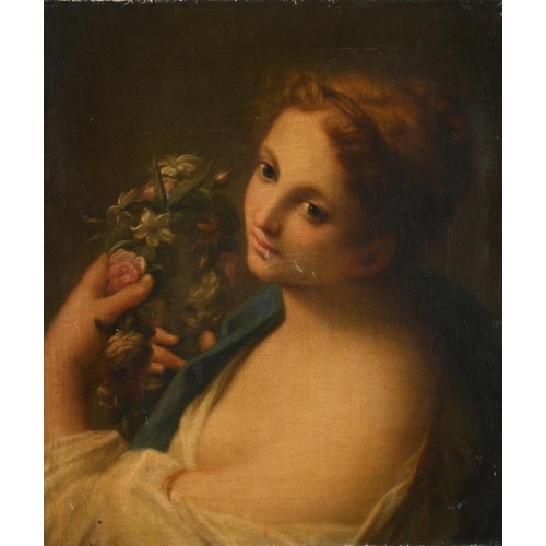 45 - AFTER FRANCESCO MANCINI FLORAOil on canvas52 x 44.5cm (20¼ x 17½ in.)After the original work of circ... 