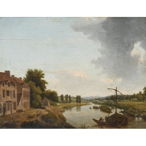 52 - DUTCH SCHOOL (17TH CENTURY)BOATS ON A CANALOil on panel26 x 34.5cm (10 x 13½ in.)Measurements do not... 