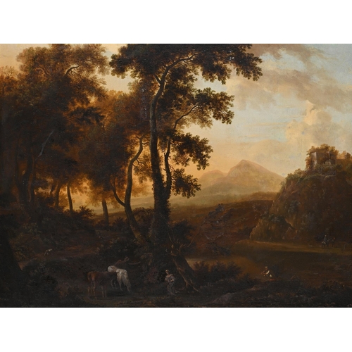 58 - FOLLOWER OF RICHARD WILSON FIGURES IN A LANDSCAPE AT SUNSETOil on canvas61.5 x 81cm (24 x 31¾ in.)Me... 