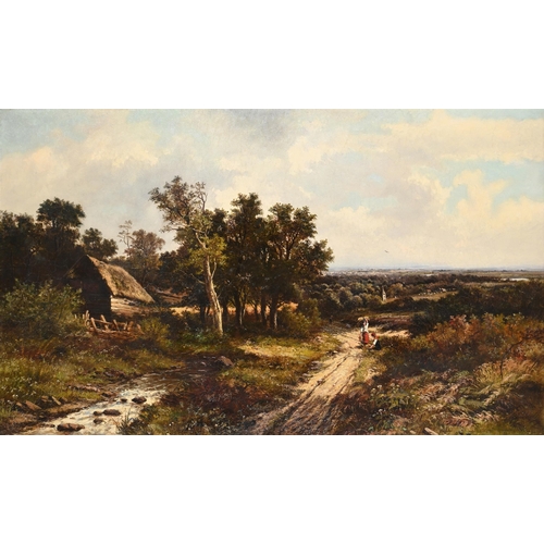 60 - ATTRIBUTED TO EDWARD H. NIEMANN (BRITISH FL. 1863-1867)LANDSCAPE WITH FIGURES UPON A COUNTRY PATH Oi... 