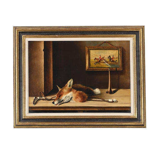 71 - BRITISH SCHOOL (20TH CENTURY) HUNTING TROPHIES Oil on board, a pairSigned with initials 'W.E' and da... 