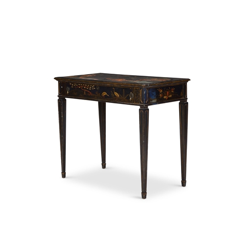 109 - A BLACK LACQUERED, JAPANNED, AND PARCEL GILT SIDE TABLE 19TH CENTURY78cm high, 92cm wide, 48cm deep