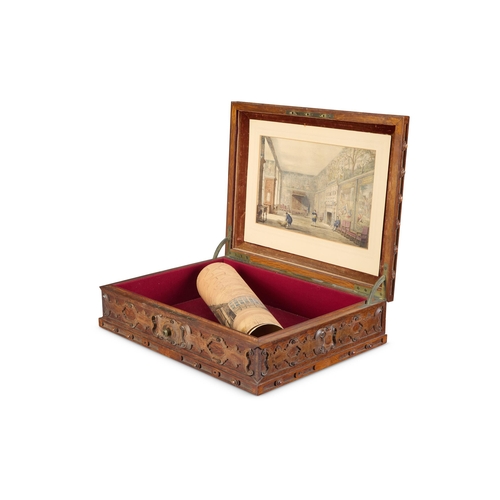 118 - A CARVED OAK AND WALNUT 'ANTIQUARIAN' BOX SECOND QUARTER 19TH CENTURY, IN THE MANNER OF RICHARD BRID... 