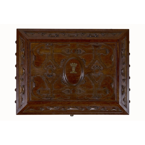 118 - A CARVED OAK AND WALNUT 'ANTIQUARIAN' BOX SECOND QUARTER 19TH CENTURY, IN THE MANNER OF RICHARD BRID... 