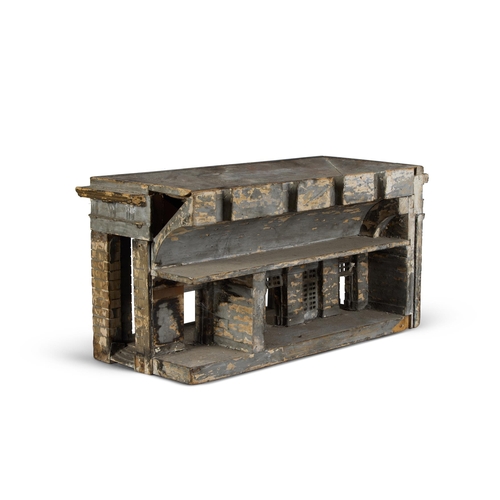 25 - AN UNUSUAL CARVED AND PAINTED MODEL OF A LOGGIA EARLY 19TH CENTURY Projecting moulded flat roofline ... 