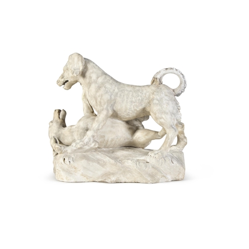 48 - ATTRIBUTED TO FRANCESCO ANTONIO FRANZONI (1734-1818)- A CARVED MARBLE GROUP OF FIGHTING DOGS EARLY 1... 