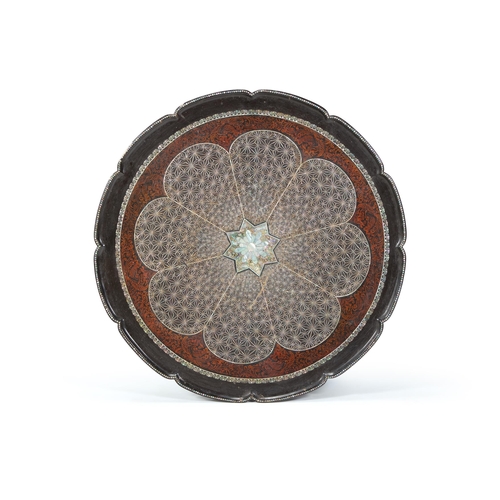 98 - Y A LACQUERED AND MOTHER-OF-PEARL INLAID CIRCULAR TRAY KOREAN, 19TH CENTURYShaped circular form, 91c... 