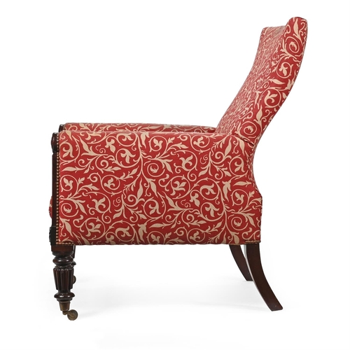 552 - A GEORGE IV MAHOGANY AND UPHOLSTERED ARMCHAIRIN THE MANNER OF MARSH AND TATHAM, CIRCA 1825Of generou... 