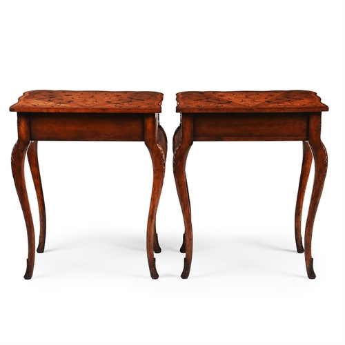 565 - A PAIR OF WALNUT AND MARQUETRY INLAID SIDE TABLESIN DUTCH 18TH CENTURY STYLE, LATE 20TH OR EARLY 21S... 