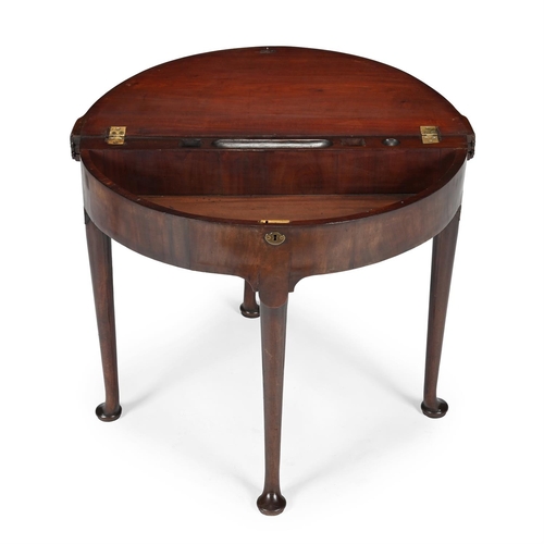 589 - A GEORGE II COMBINED TEA AND CARD TABLE CIRCA 1740 The double hinged tops enclosing a plain surface ... 