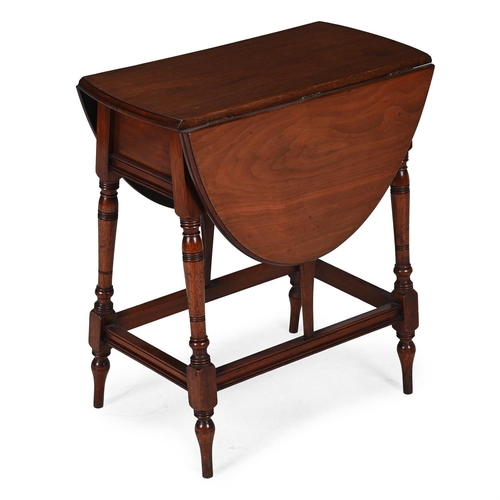 591 - AN EDWARDIAN MAHOGANY DROP-LEAF OCCASIONAL TABLE IN LIBERTY STYLE, CIRCA 190567cm high, 62cm wide, 8... 