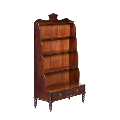 559 - Y A REGENCY MAHOGANY AND EBONY INLAID WATERFALL BOOKCASECIRCA 1820142.5cm high, 80cm wide, 35.5cm de... 