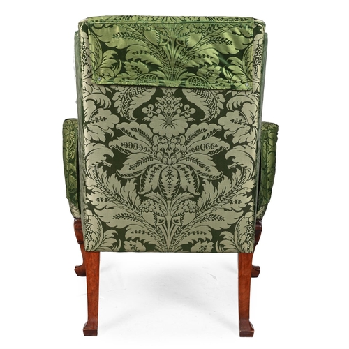 560 - A WALNUT WING ARMCHAIR IN GEORGE II STYLE MID 20TH CENTURYapproximately 115cm high, 82cm wide, 77cm ... 