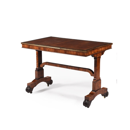 567 - Y A TULIPWOOD, COROMANDEL AND BRASS WRITING TABLE CIRCA 1825 AND LATER 72.5cm high, 99cm wide, 63.5c... 