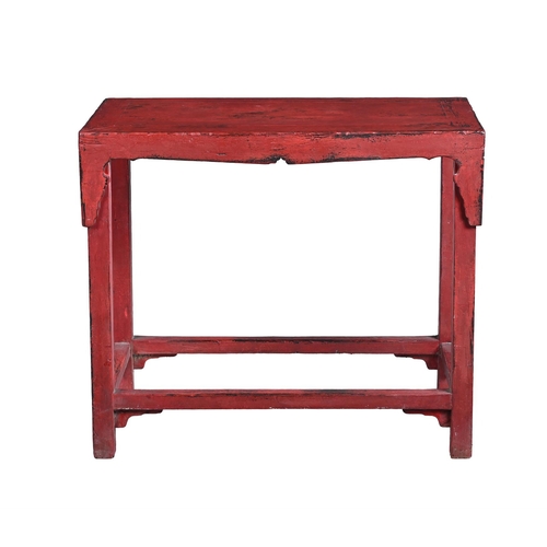 312 - A CHINESE RED PAINTED SIDE TABLELATE 19TH OR EARLY 20TH CENTURY 84cm high, 98cm wide, 49cm deep