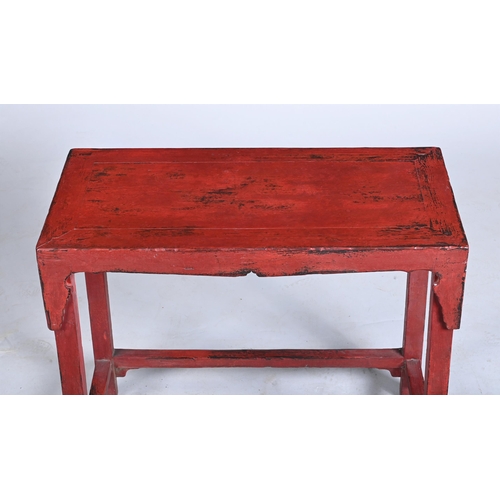 312 - A CHINESE RED PAINTED SIDE TABLELATE 19TH OR EARLY 20TH CENTURY 84cm high, 98cm wide, 49cm deep