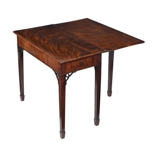 335 - A GEORGE III MAHOGANY AND CROSSBANDED TEA TABLECIRCA 178574cm high, 86cm wide, 42cm deep when closed