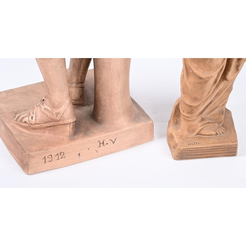 337 - A TERRACOTTA FIGURE OF DIANA OF GABII 20TH CENTURYThe base incised initials and date HV 1912 69.5cm ... 