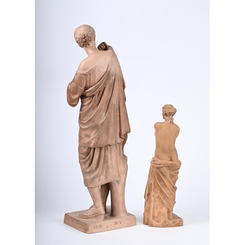 337 - A TERRACOTTA FIGURE OF DIANA OF GABII 20TH CENTURYThe base incised initials and date HV 1912 69.5cm ... 