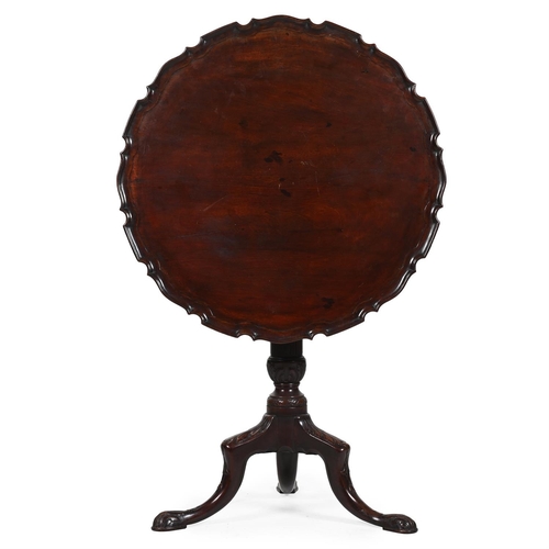 346 - A GEORGE III CARVED MAHOGANY 'PIE CRUST' TRIPOD TABLEPROBABLY IRISH, CIRCA 176072cm high, the tilt t... 