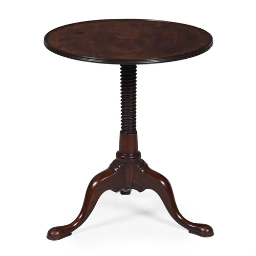 348 - A GEORGE III RED WALNUT OR MAHOGANY TRIPOD TABLEPROBABLY IRISH, CIRCA 1760With spiral 'screw' turned... 