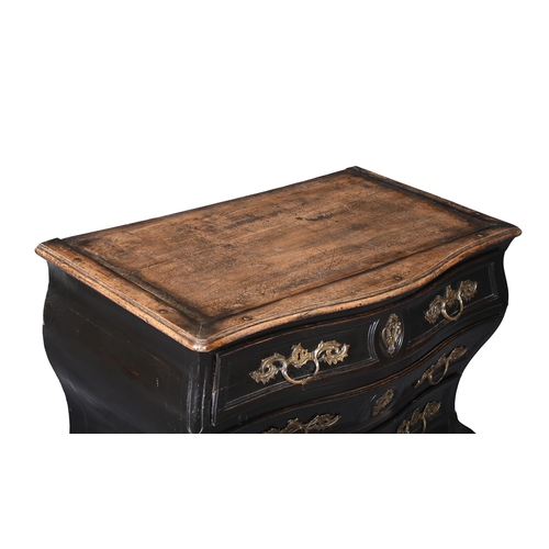 352 - A LOUIS XV EBONISED WALNUT SERPENTINE COMMODEMID 18TH CENTURY82cm high, 118cm wide, 68cm deep