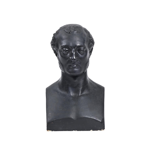 378 - A BRONZED PLASTER LIBRARY BUST OF E D CARDAILLAC LATE 19TH OR EARLY 20TH CENTURY  The side of the ca... 