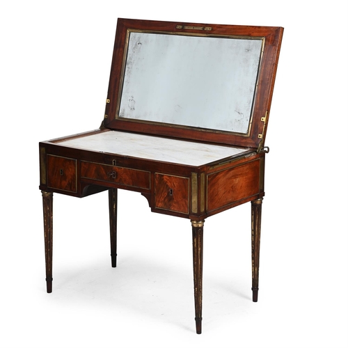 386 - A BALTIC MAHOGANY AND BRASS MOUNTED SIDE OR DRESSING TABLEEARLY 19TH CENTURYThe top hinged to reveal... 